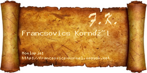 Francsovics Kornél névjegykártya