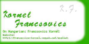 kornel francsovics business card